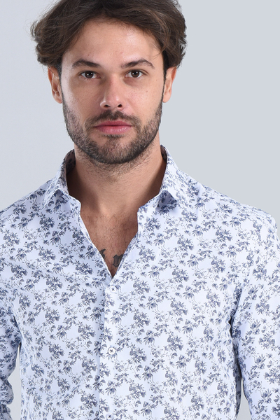 Erkek Beyaz Slim Fit Gömlek - 4