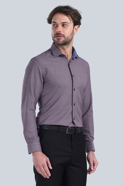 Erkek Bordo Slim Fit Gömlek - 2