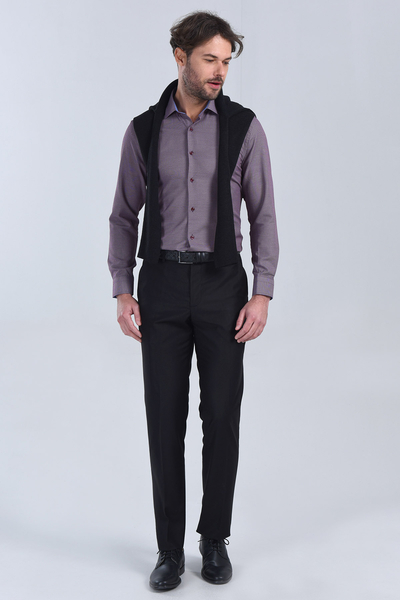 Erkek Bordo Slim Fit Gömlek - 3