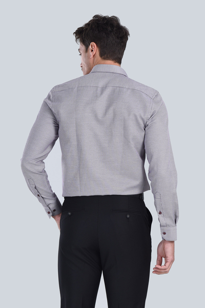 Erkek Bordo Slim Fit Gömlek - 5