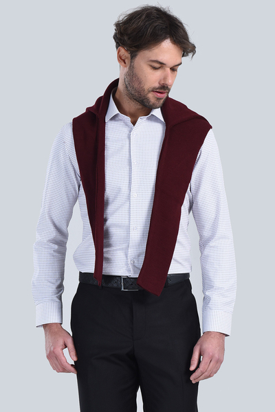 Erkek Bordo Slim Fit Gömlek - 4