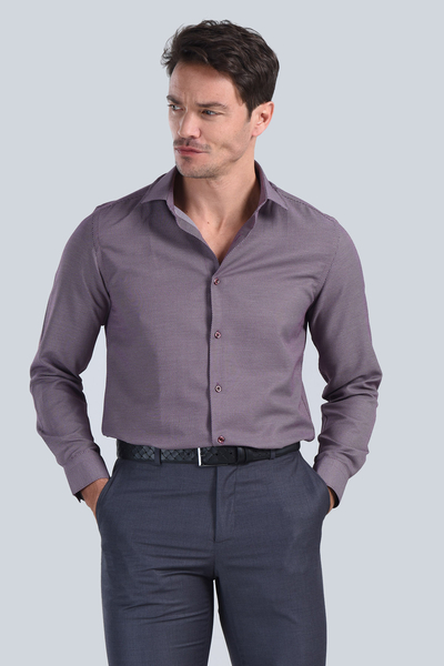 Erkek Bordo Slim Fit Gömlek - 2