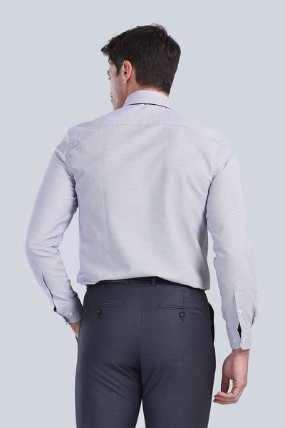 Erkek Desenli Bordo Slim Fit Gömlek - 5