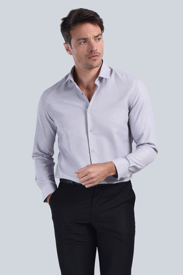Erkek Desenli Bordo Slim Fit Gömlek - 1