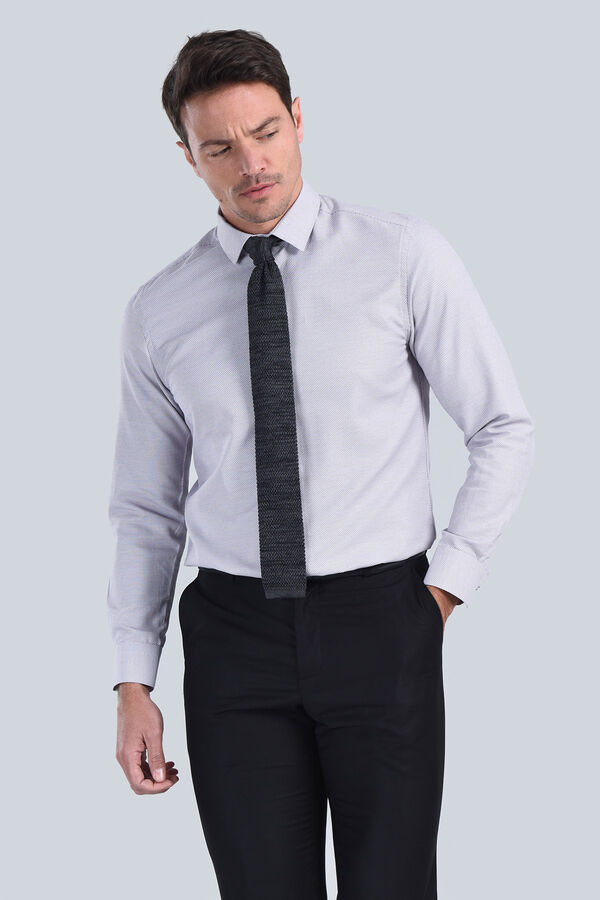 Erkek Desenli Bordo Slim Fit Gömlek - 2