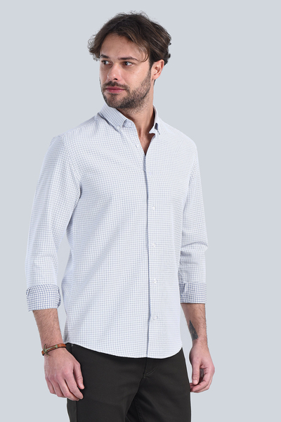 Erkek Gri Slim Fit Gömlek - 4