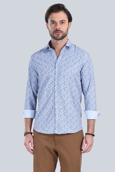 Erkek Gri Slim Fit Gömlek - 4