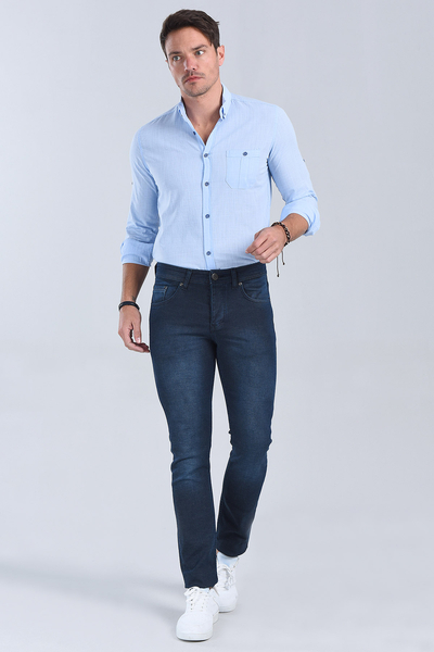 Erkek Haki Slim Fit Denim