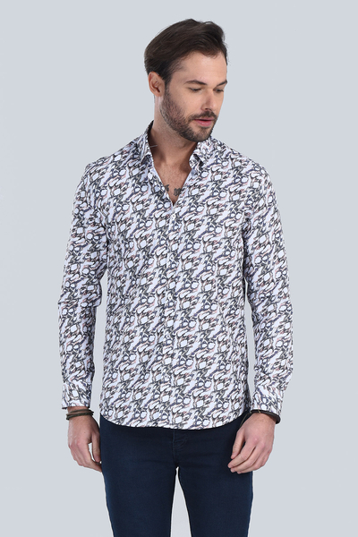 Erkek Kahverengi Slim Fit Gömlek
