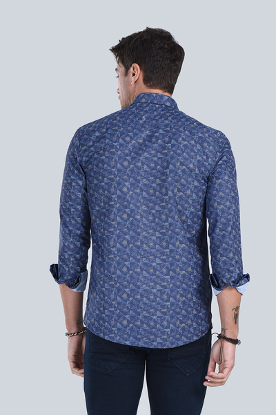 Erkek  Lacivert Slim Fit Gömlek - 7
