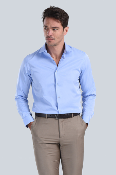 Erkek Koyu Mavi Slim Fit Gömlek