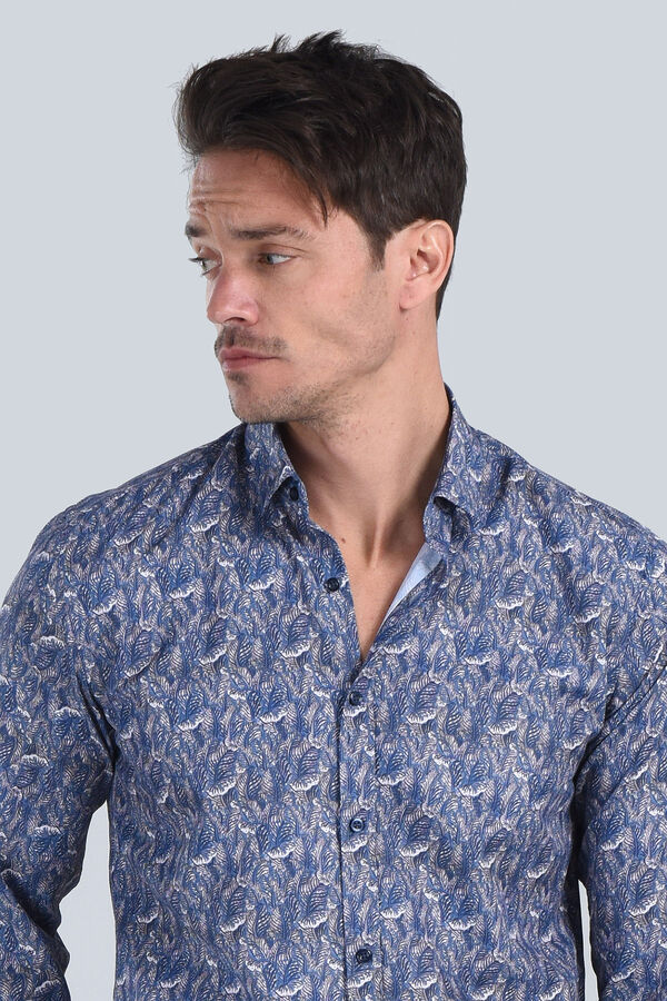 Erkek Lacivert Slim Fit Gömlek - 1