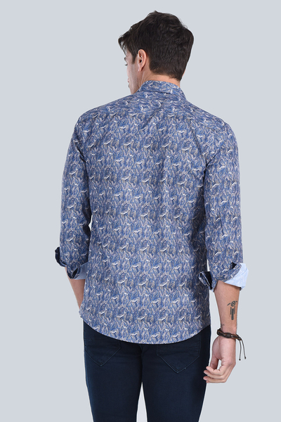 Erkek Lacivert Slim Fit Gömlek - 5