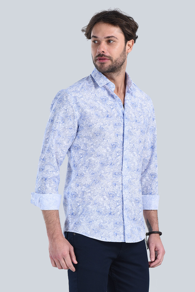 Erkek Lacivert Slim Fit Gömlek - 3
