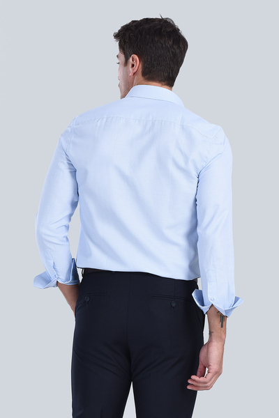 Erkek Mavi Slim Fit Gömlek - 5
