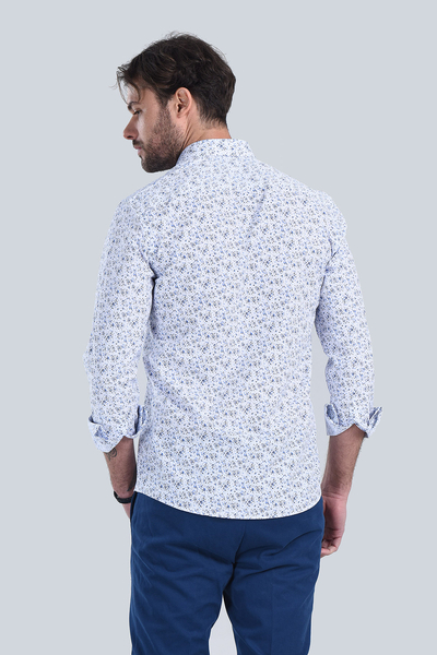 Erkek Mavi Slim Fit Gömlek - 5