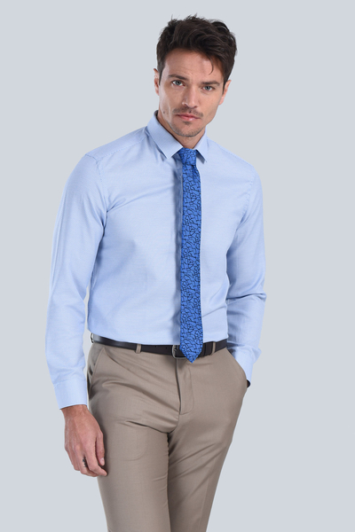 Erkek Mavi Slim Fit Gömlek - 3