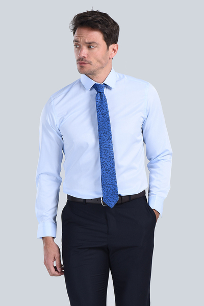 Erkek Mavi Slim Fit Gömlek - 3