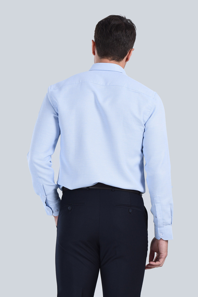 Erkek Mavi Slim Fit Gömlek - 5