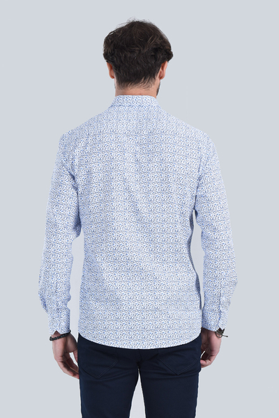 Erkek Mavi Slim Fit Gömlek - 5