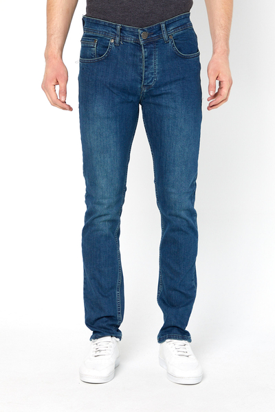 PANTOLON DENIM LIKRALI PROTON-5083  SLIM FIT DUGMELI-KAHVERENGİ - 3